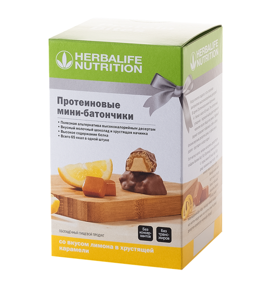 Протеиновые мини-батончики: Лимон в хрустящей карамели (28 шт)